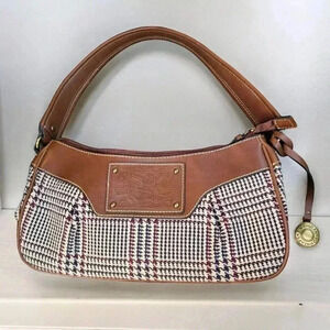 American Living Plaid & Faux Leather Handbag With Zipper Closure & Inner Pocket